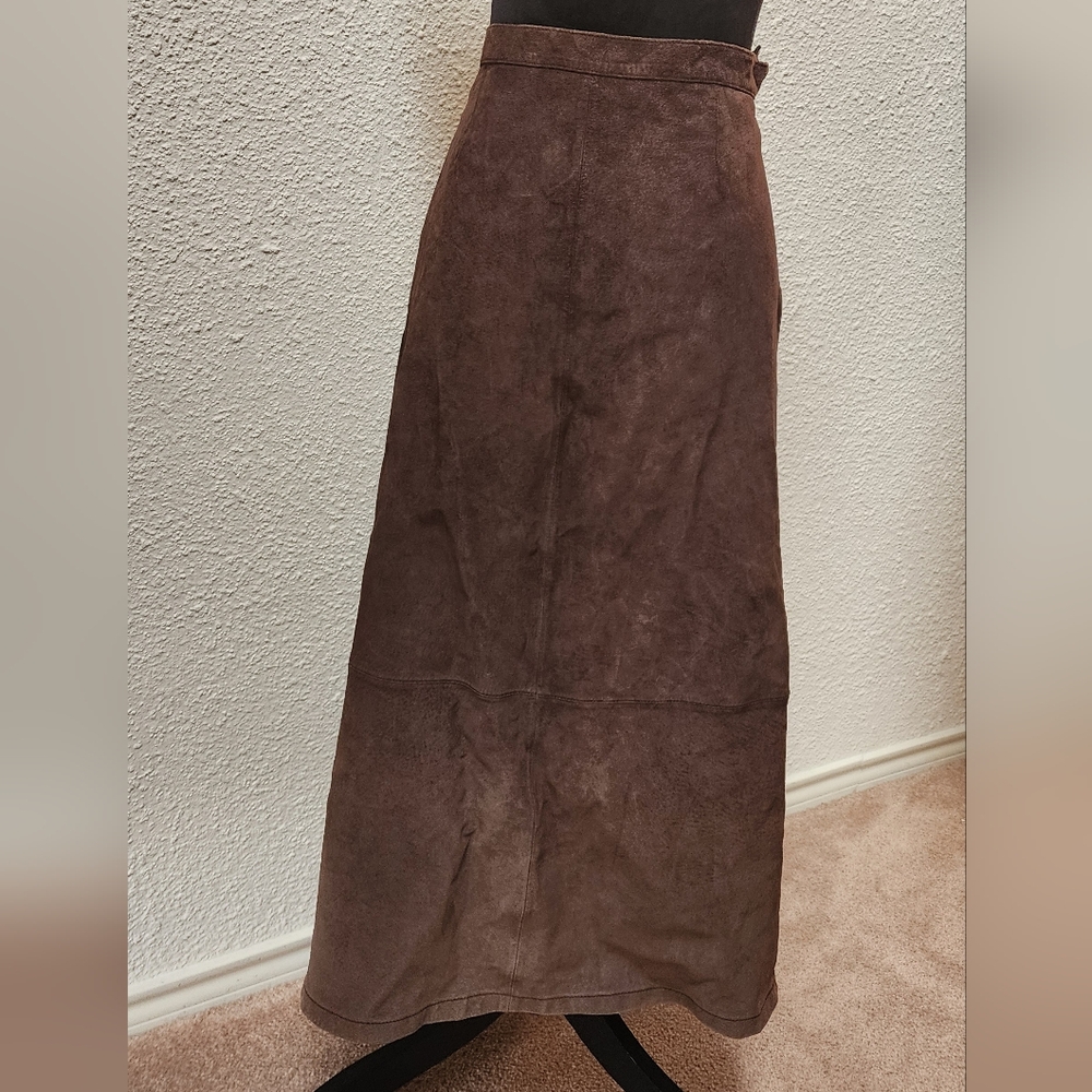Stan Herman Brown Leather Skirt Size 18